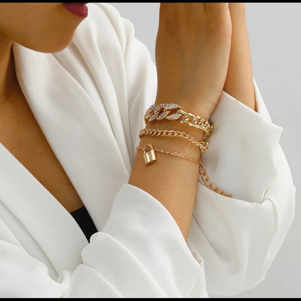 Gold Bracelet with lock pad